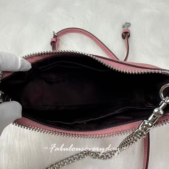 Coach Teri Mini Crossbody Bag In Signature Canvas In Sv/Dusty Pink CW323 NWT - Picture 8 of 8